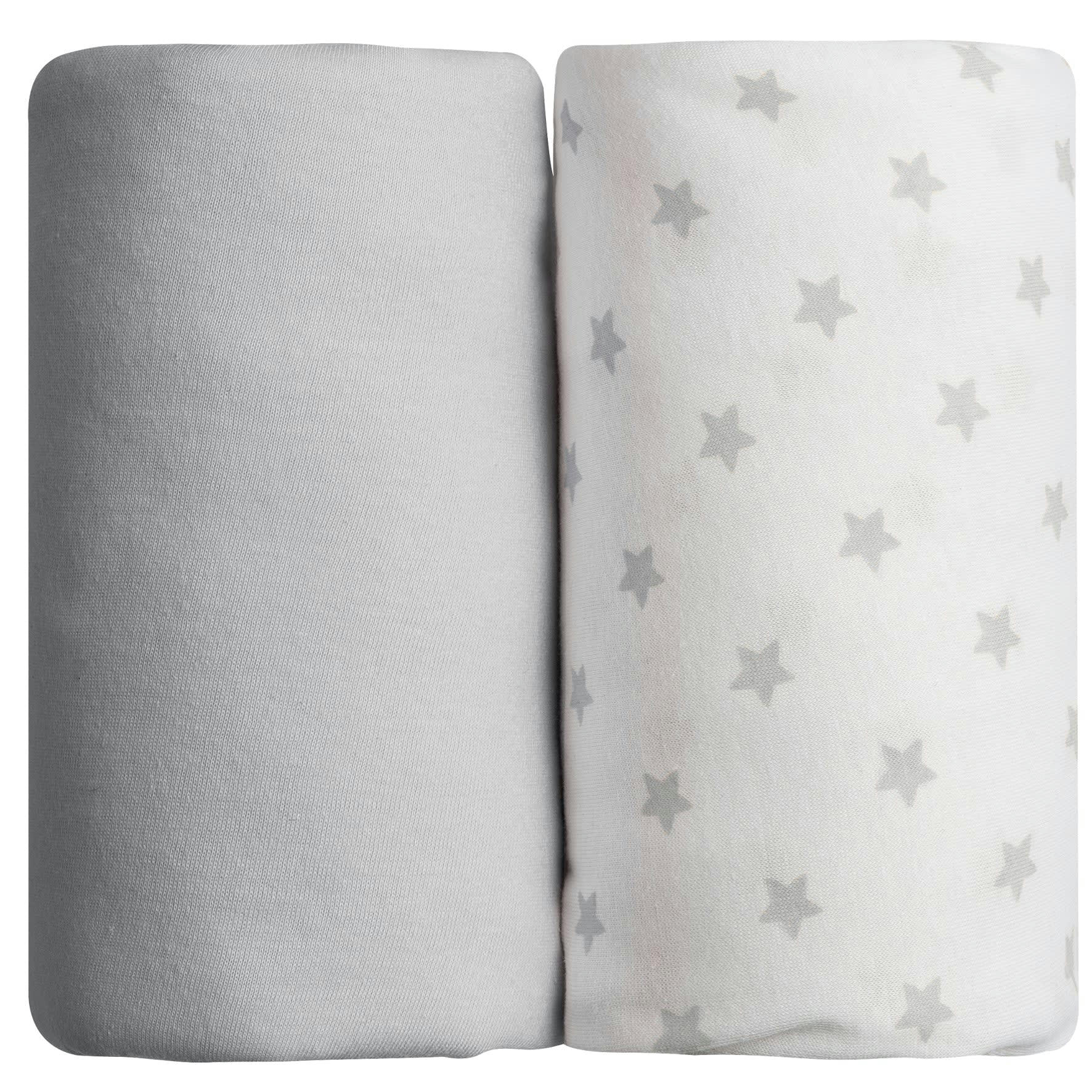 - Lot de 2 draps housses bébé en coton gris 60x120 cm