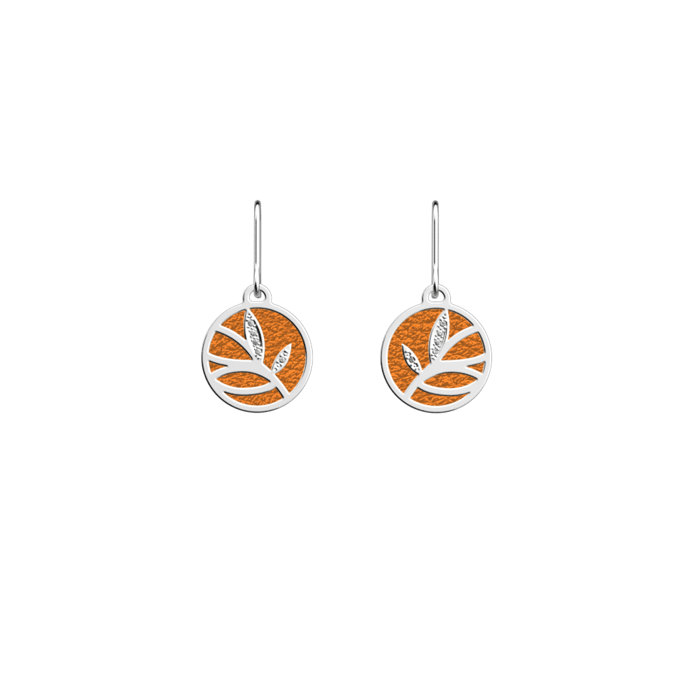 Boucles d'oreilles Arbre de Vie, cuirs réversibles églantine / Pétunia