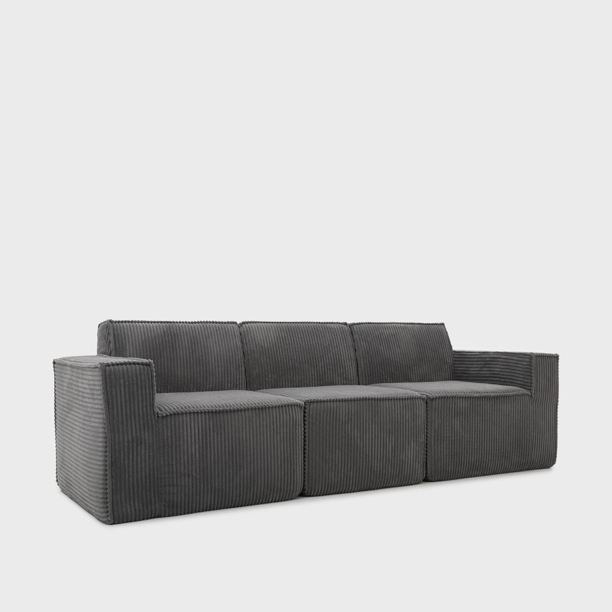 Sofa modułowa LYKKE 3-osobowa ciemnoszara piankowa sztruksowa 263x88x73 cm