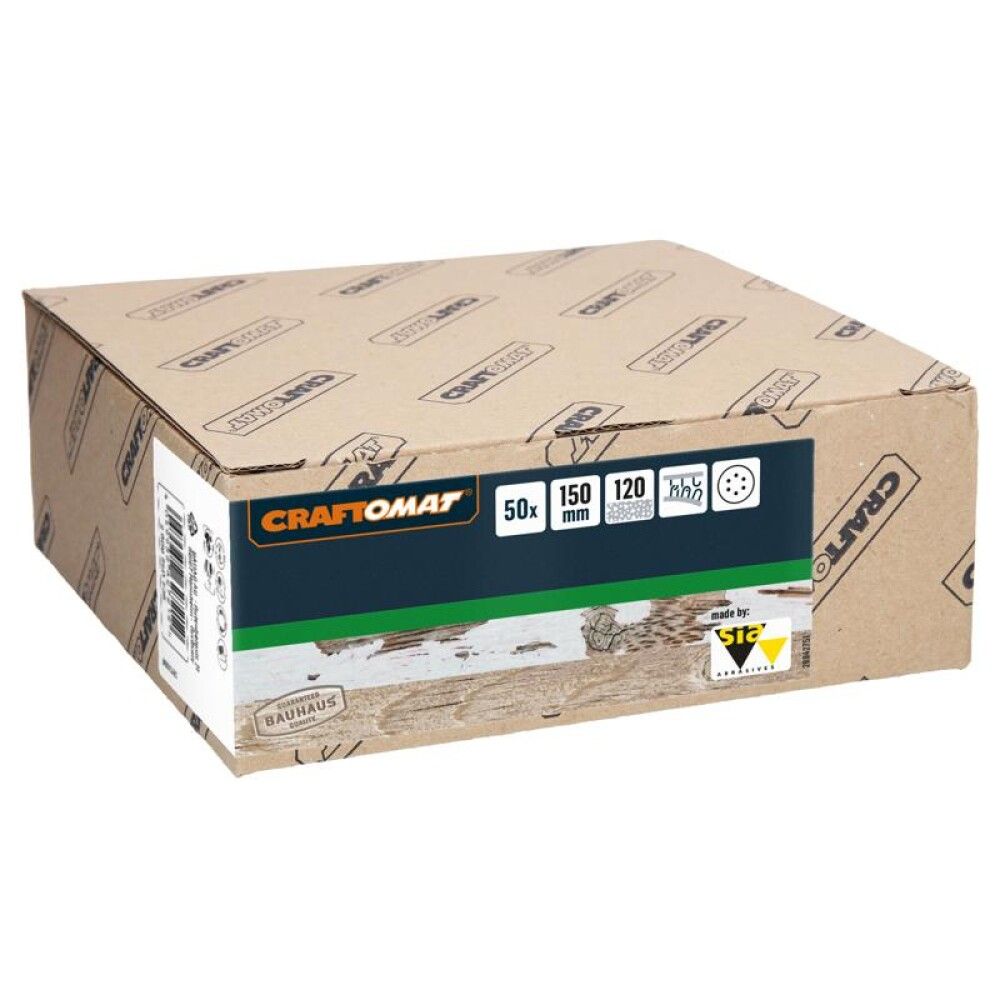 SLIPEPAPIR CRAFTOMAT Ø150 K120 50STK