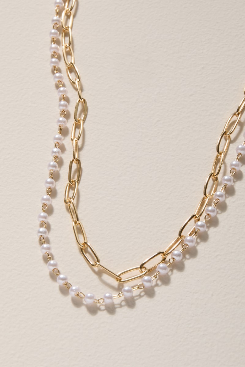 Emma Pearl Layered Chain Necklace