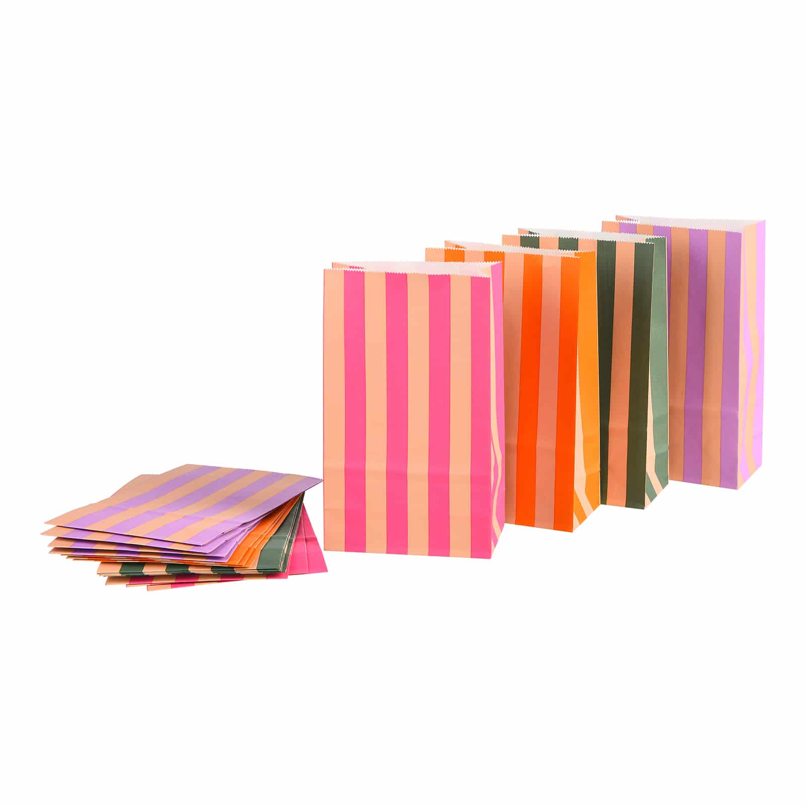 Papiertüten Stripe Bunt,B 120 x H 200 x T 25 mm, 24 Stück