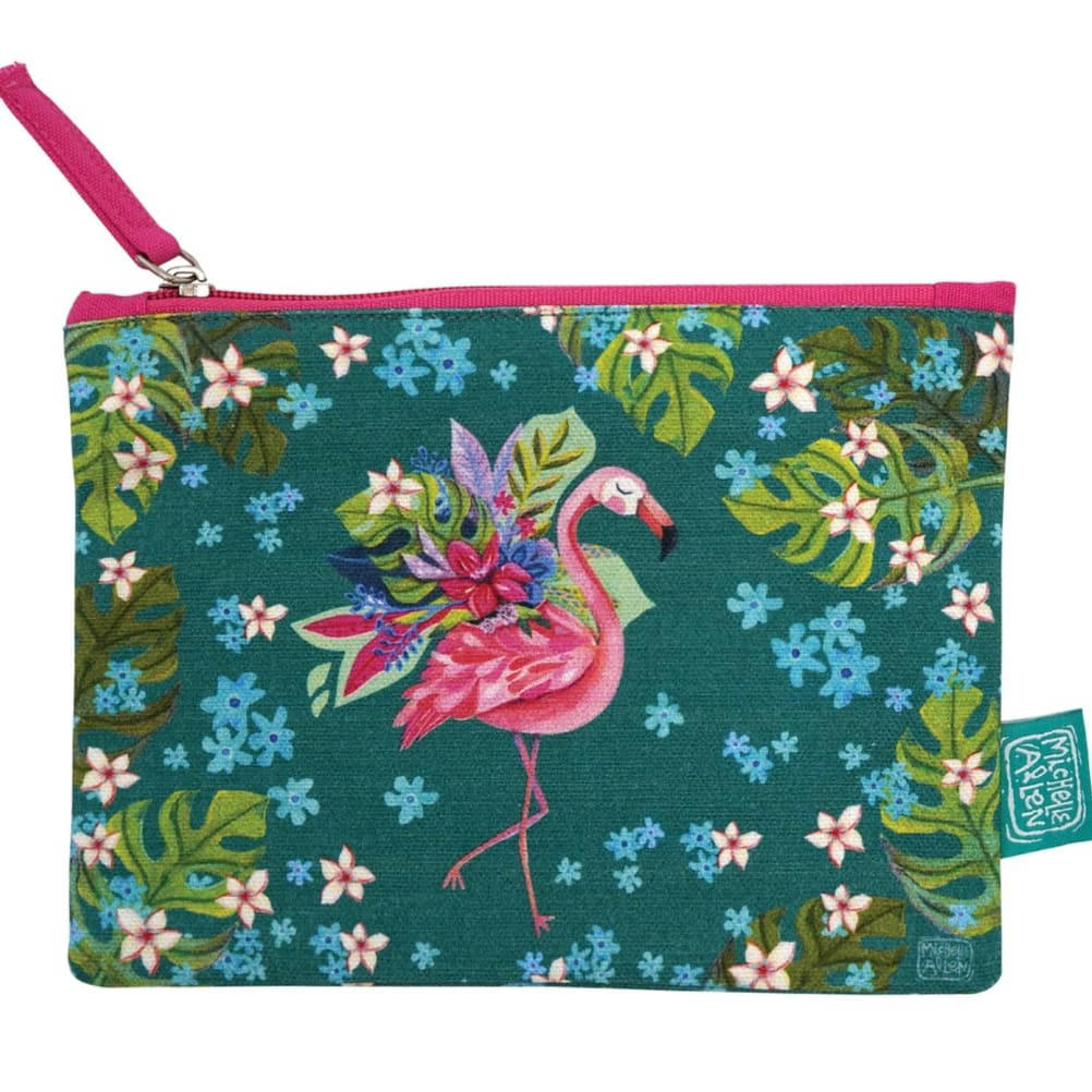 - Porte monnaie flamant Rose en coton décoré