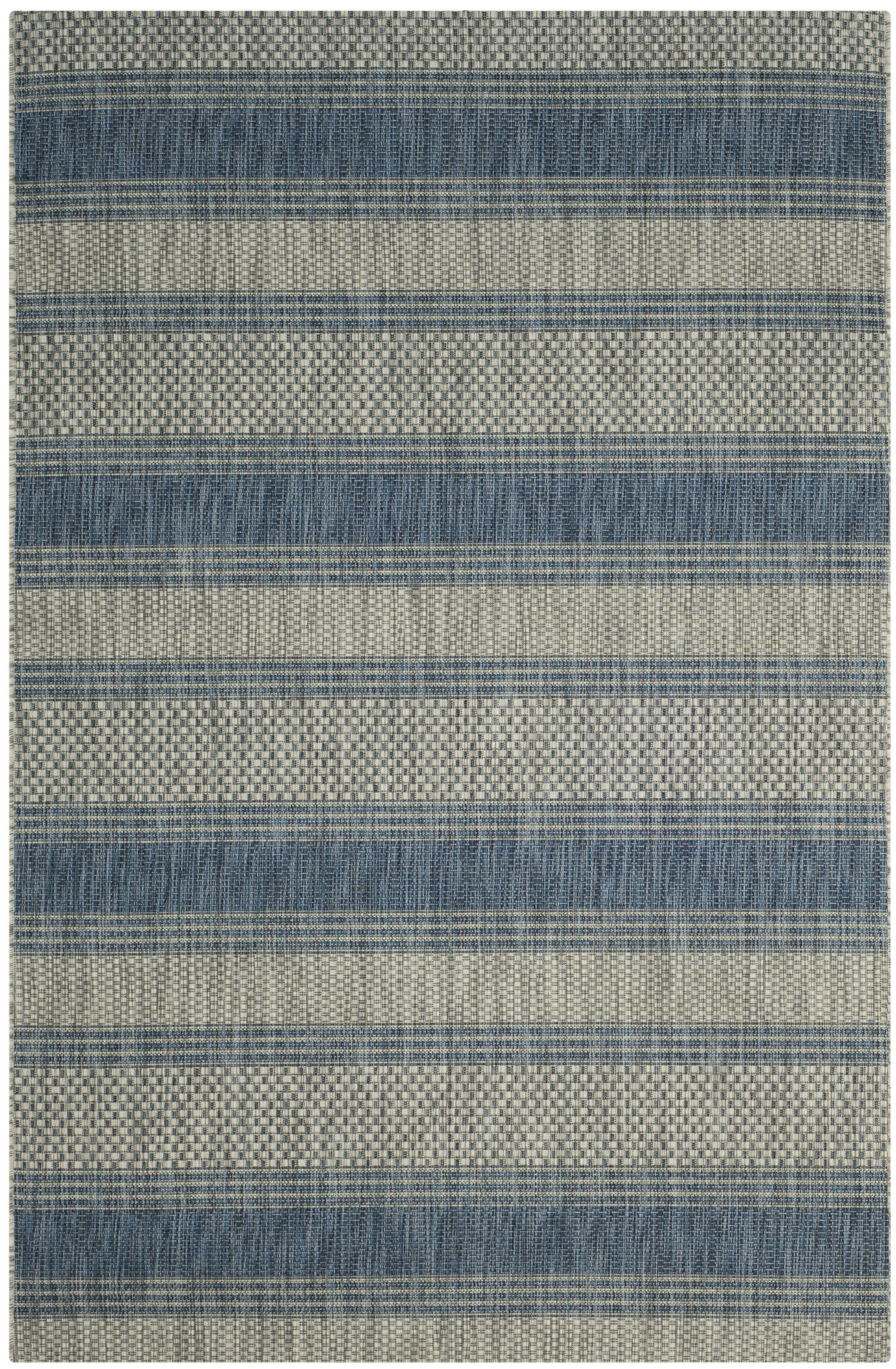 COURTYARD - Tapis interieur & exterieur en gris & bleu marine, 201 x 290 cm