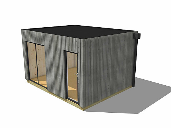 Bureau de jardin bois en bois 4,4 x 3,5 x 2,7 m avec plancher isolé