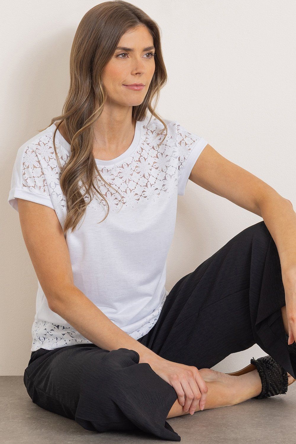 Klass. Embellished Short Sleeve Jersey Top