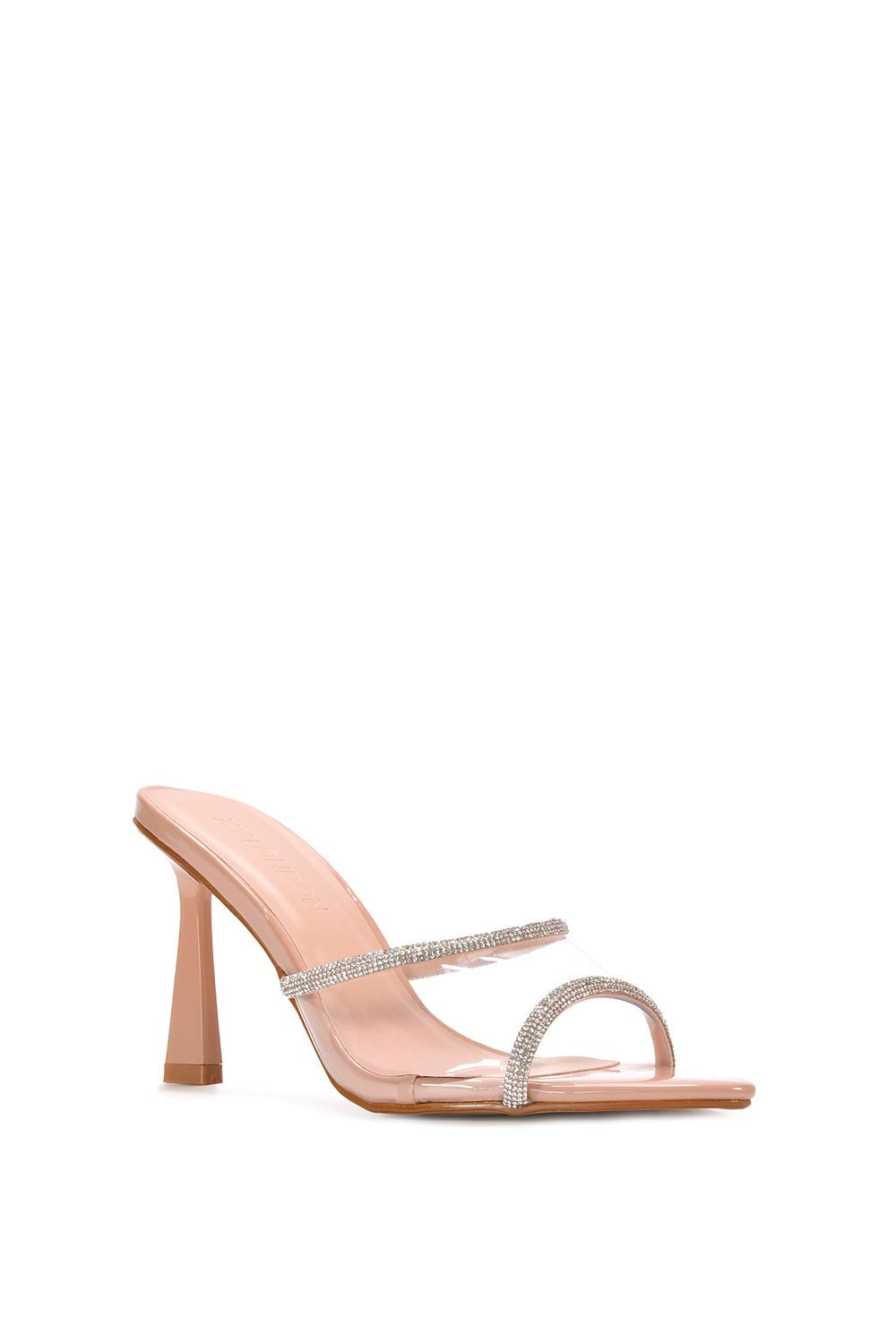 XY London Ava' Perspex High Heel Mules with Crystal Detail