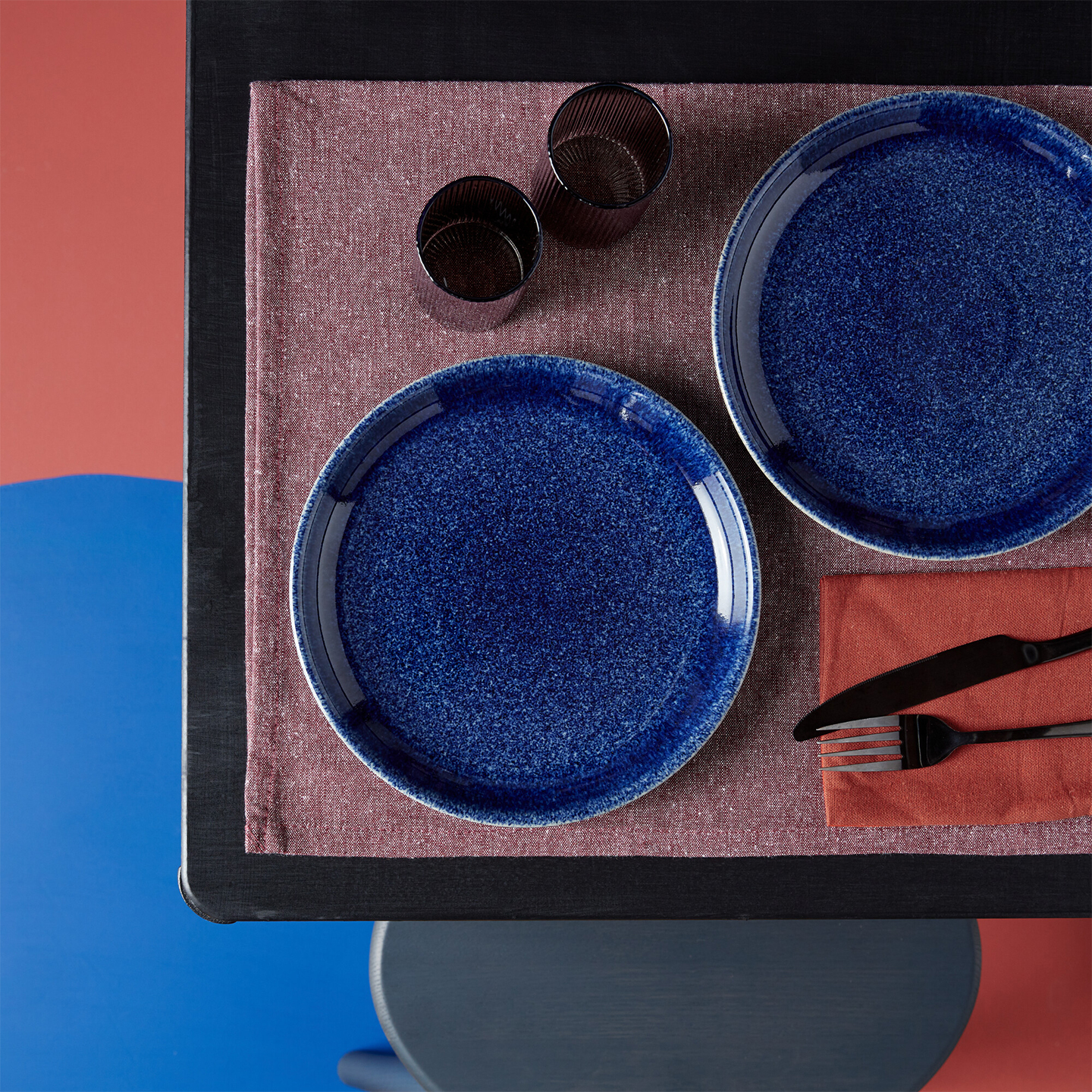 Studio Blue Cobalt Coupe Medium Plates - Set Of 4