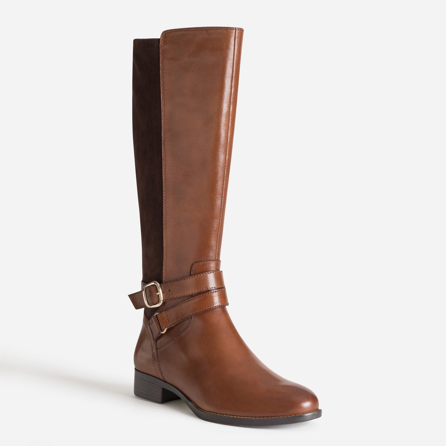 Botte CAPRICE cognac bi-matière double bride