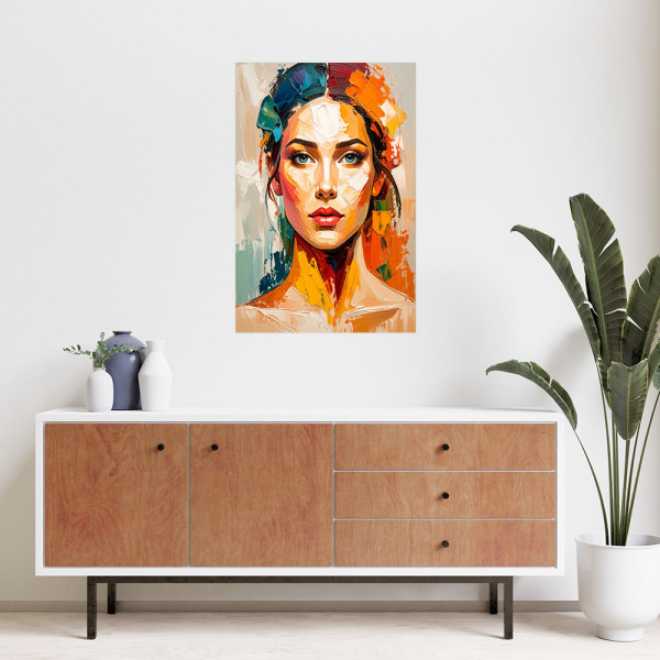 Naklejka samoprzylepna Feeby Portret Pieknej Kobiety efekt farby 20x30