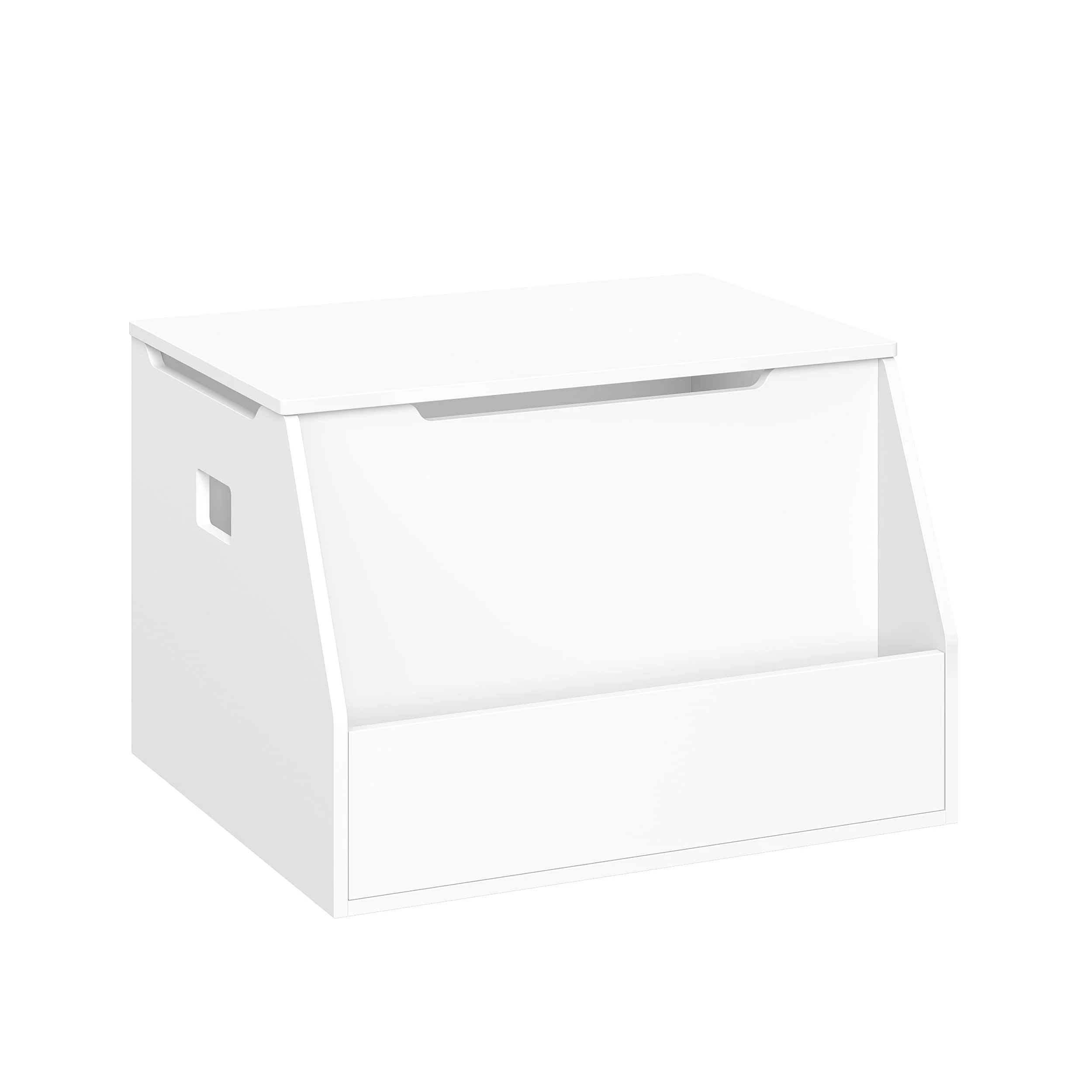 RiverRidge Kids Toy Box Playroom Storage Chest with Front Bookrack - White