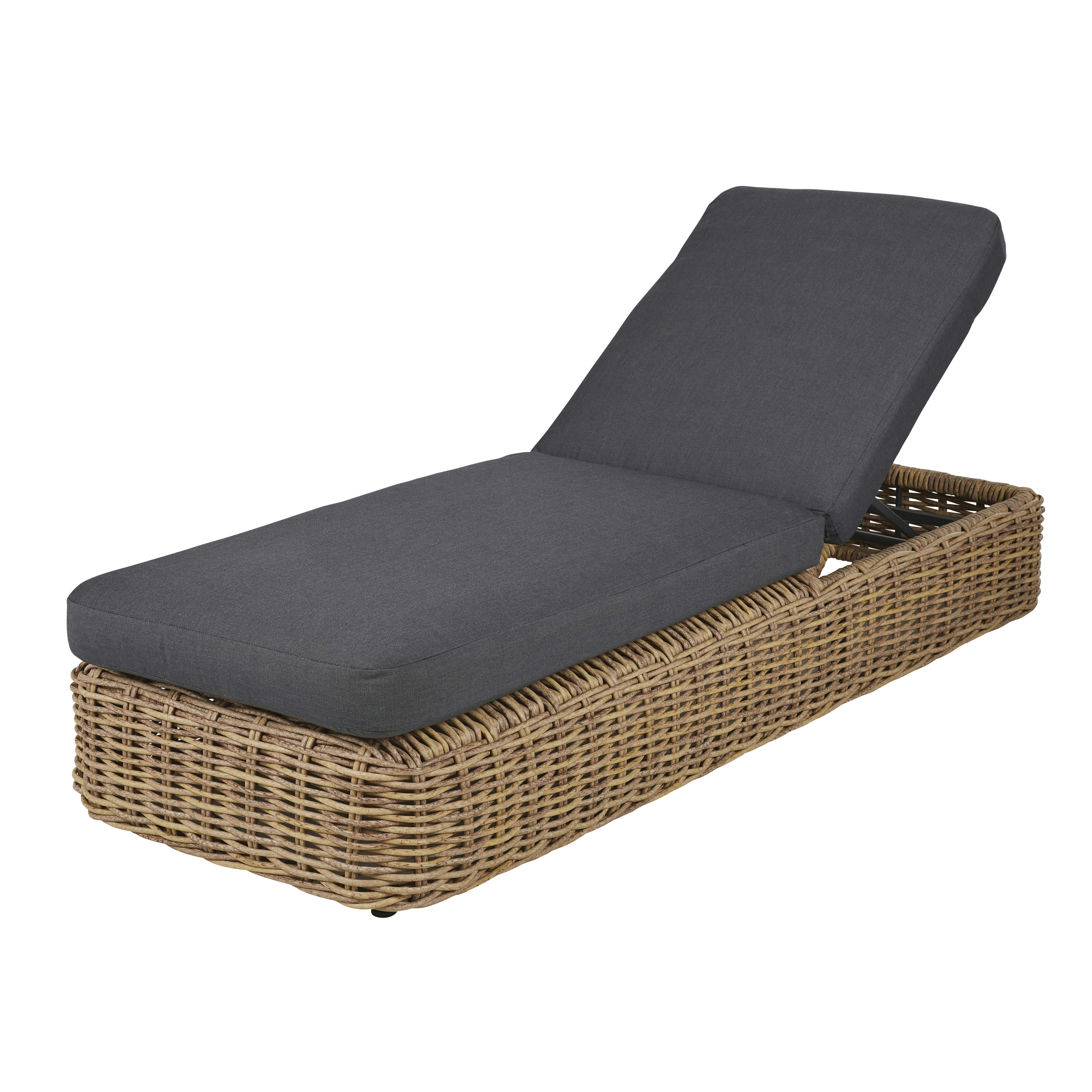 Cerrado - Bain de soleil en résine tressée recyclée imitation rotin et toile en polyester recyclé gris anthracite