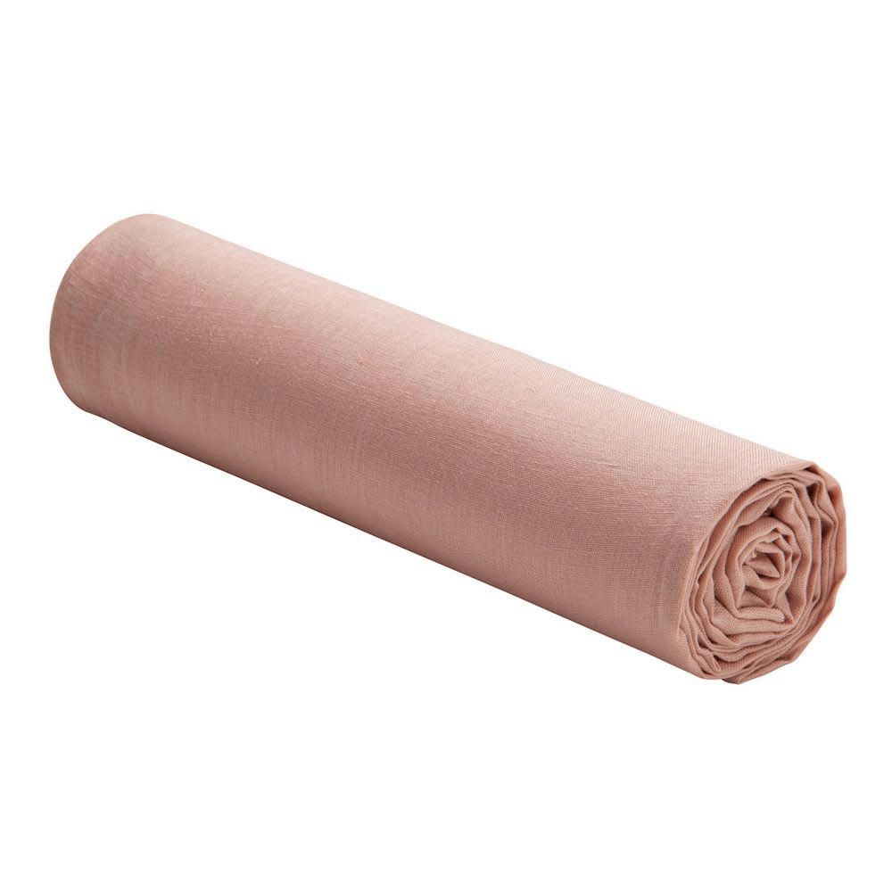 - Drap housse lin lavé rose 180x200 cm