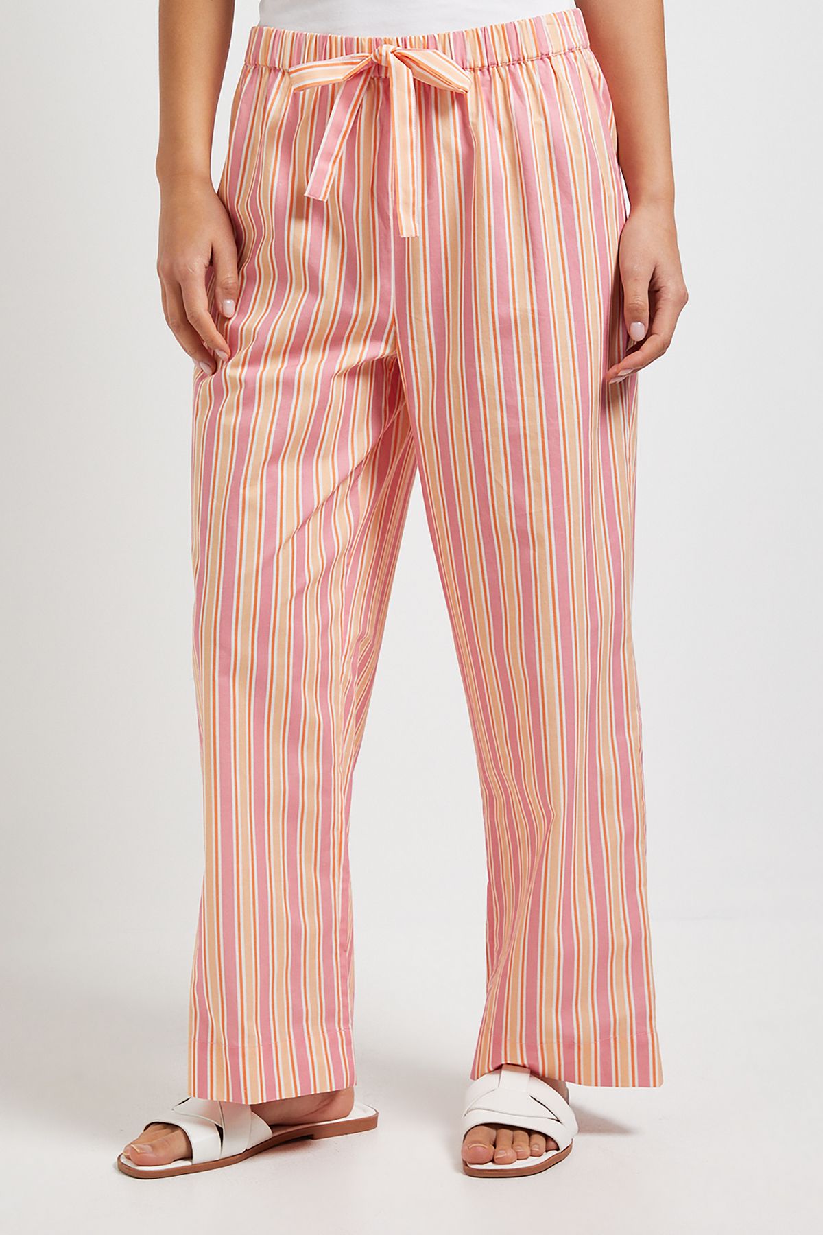 Dorothy Perkins Petite Stripe Elasticated Waist Wide Leg Printed Trouser