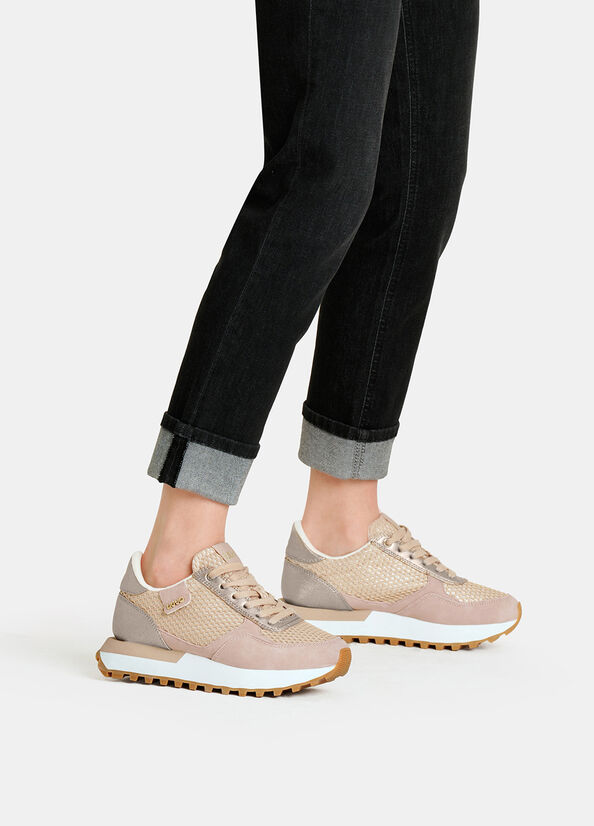 Sneakers in glitter mesh