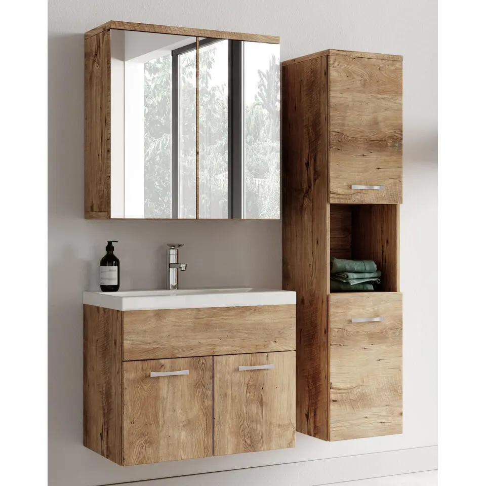 Badplaats Badkamermeubel Set Montreal 60 cm - Kastanje Eiken - Badmeubel met