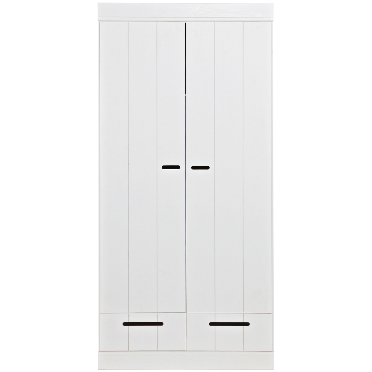 WOOOD kledingkast 2-deurs met lade Connect - Grenen - Wit - 195x94x53