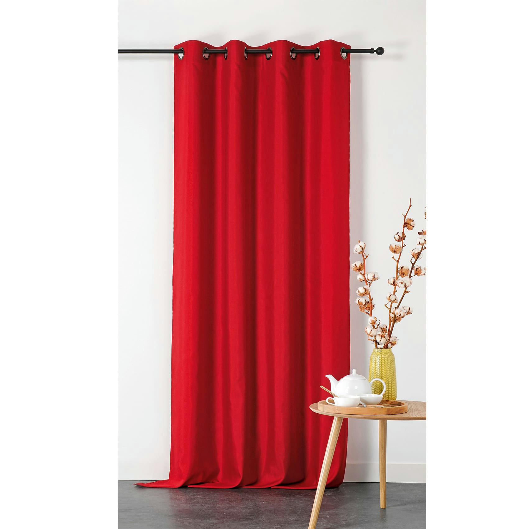 - Rideau double natte polyester rouge 135x240 cm