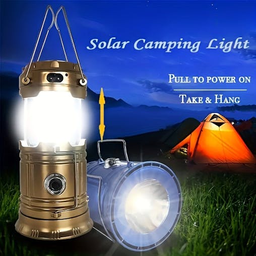 NNETM Multi-Functional Solar Handheld Camping Light LED Flashlight