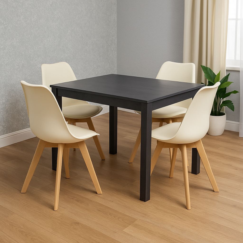 KOSY KOALA Dining Table Set with 4 Cream Chairs Dining Furniture