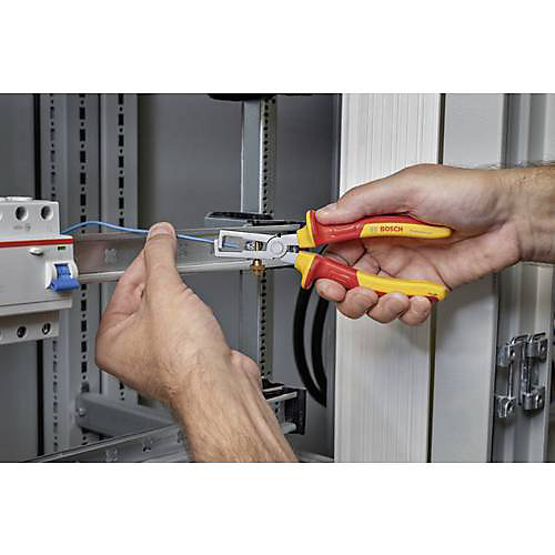 Bosch Professional 1600A02NE7 Pince à dénuder universelle VDE 160 mm, isolée TPU, inox chrome-vanadium