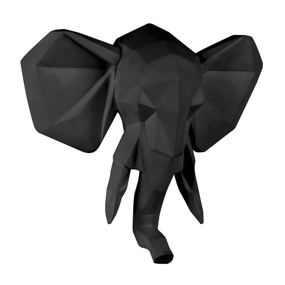 ORIGAMI - Trophée décoratif origami elephant résine noir