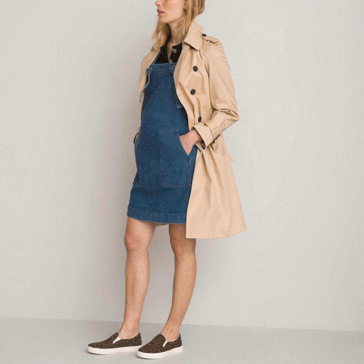 Robe salopette de grossesse, en denim