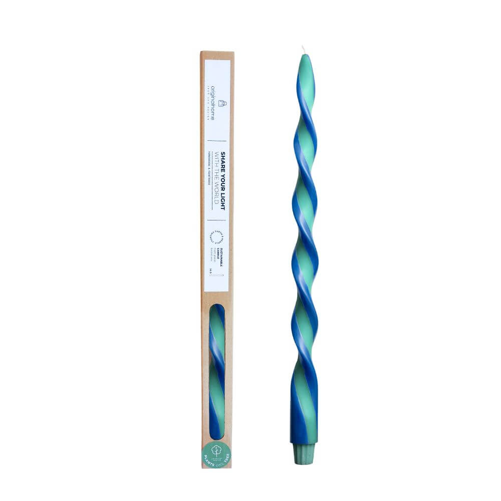 Originalhome spiraalkaars duo - 40 cm - blauw