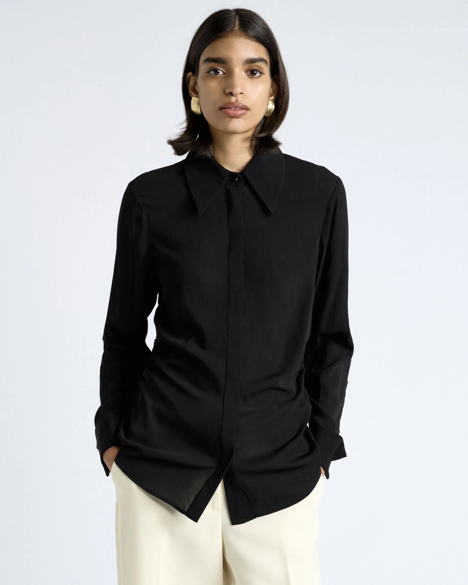 Soft Viscose Ruched Shirt