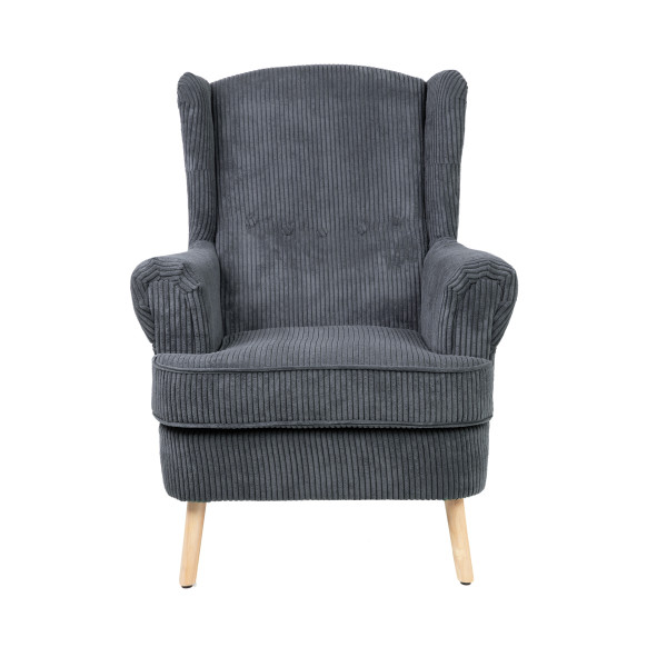 Fotel FOSSBY FASO sztruksowy szary 86x85x108 cm HOMLA