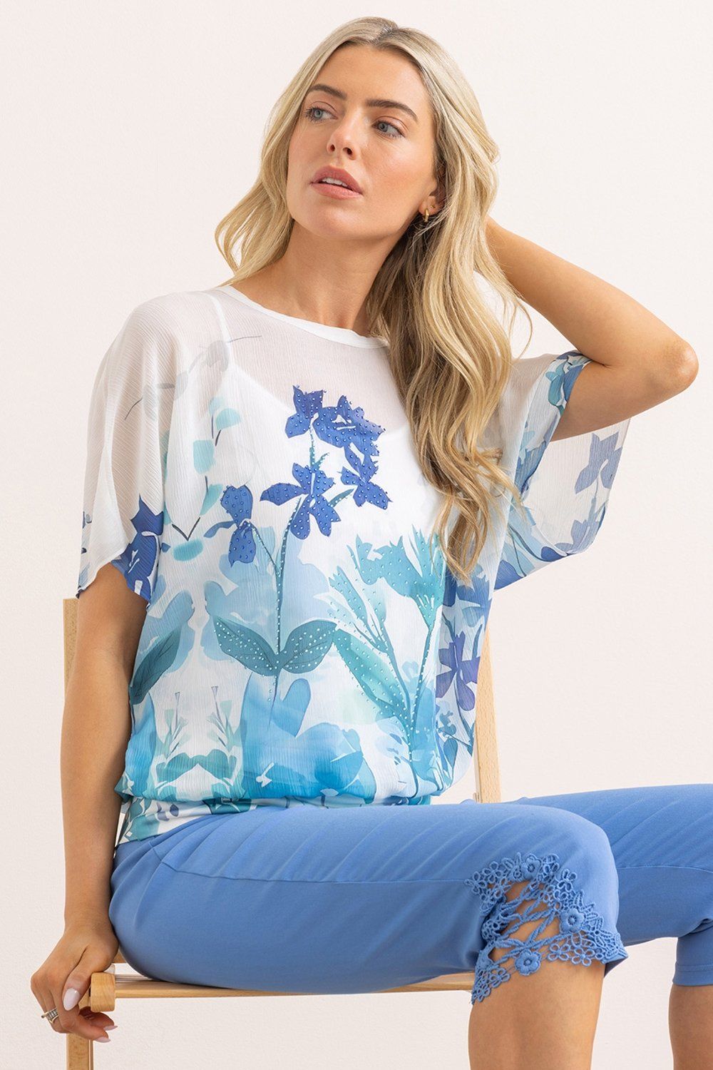Klass. Embellished Printed Top