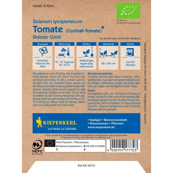 Tomate (Cocktail-Tomate), Bio-Qualität, Saatgut