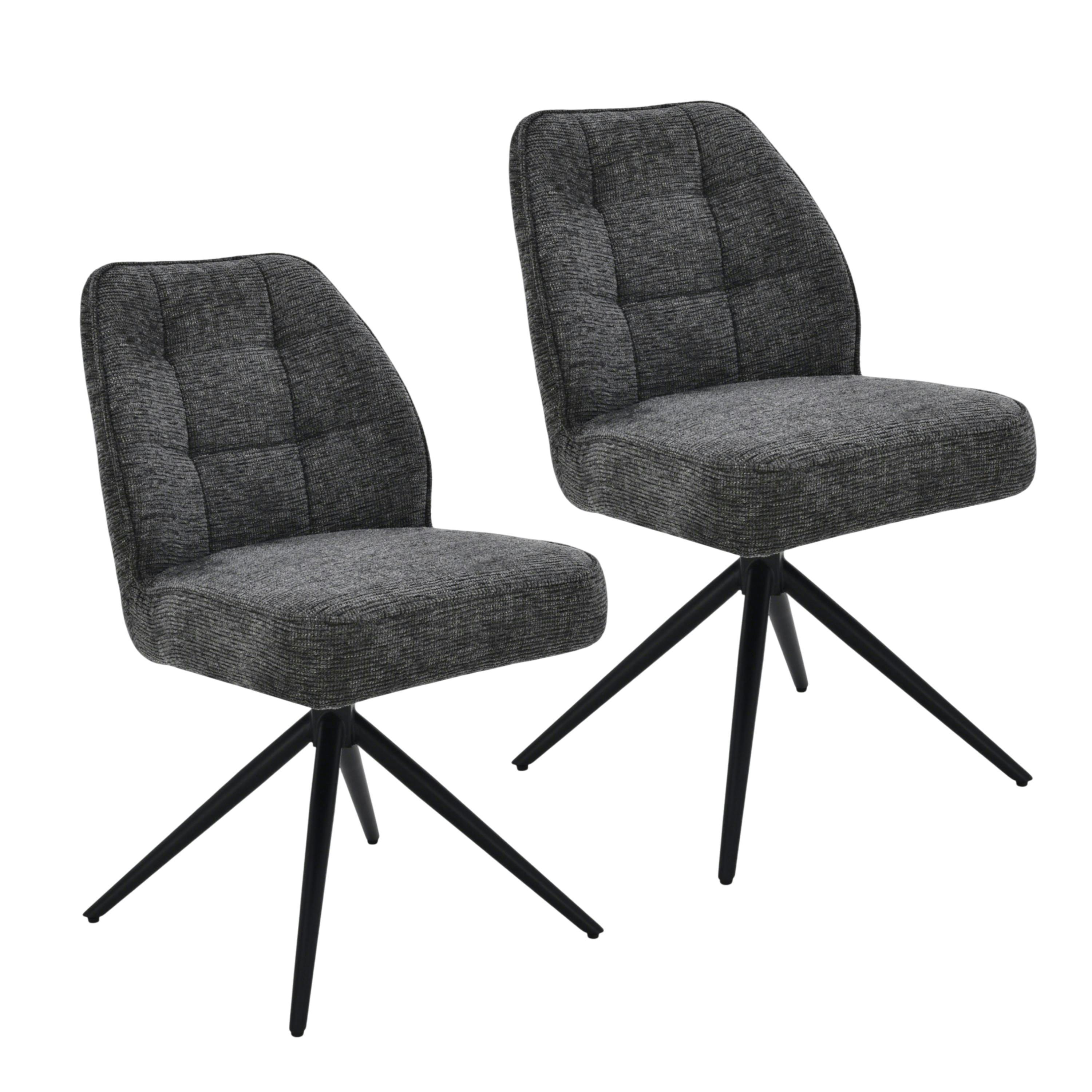Chaise de salle à manger gris chiné pivotante (x2) LUGANO