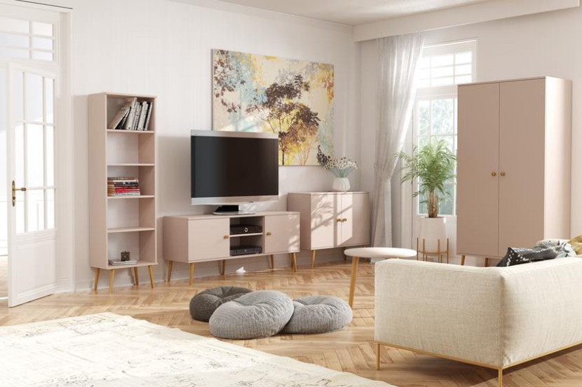 Regał z półkami IKON w stylu skandynawskim Beżowy