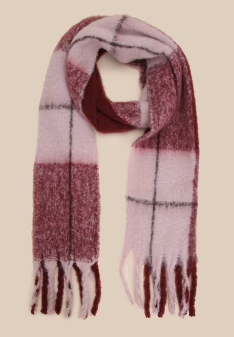 Womens Pink Check Scarf