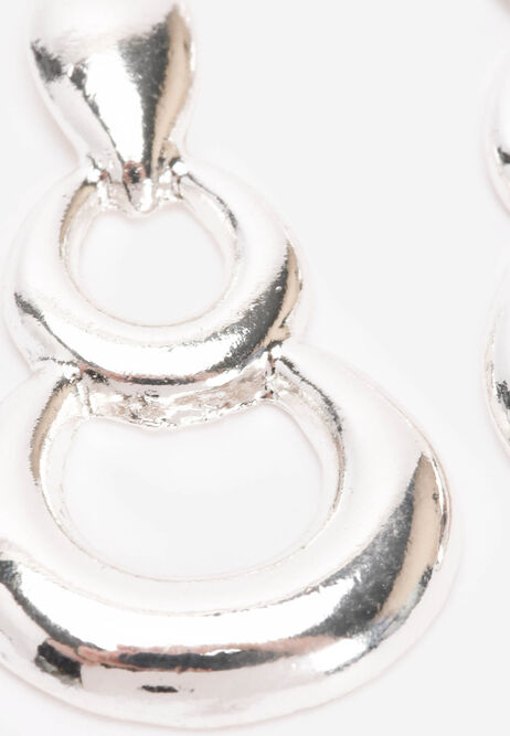 Womens Silver Circle Drop Earrings