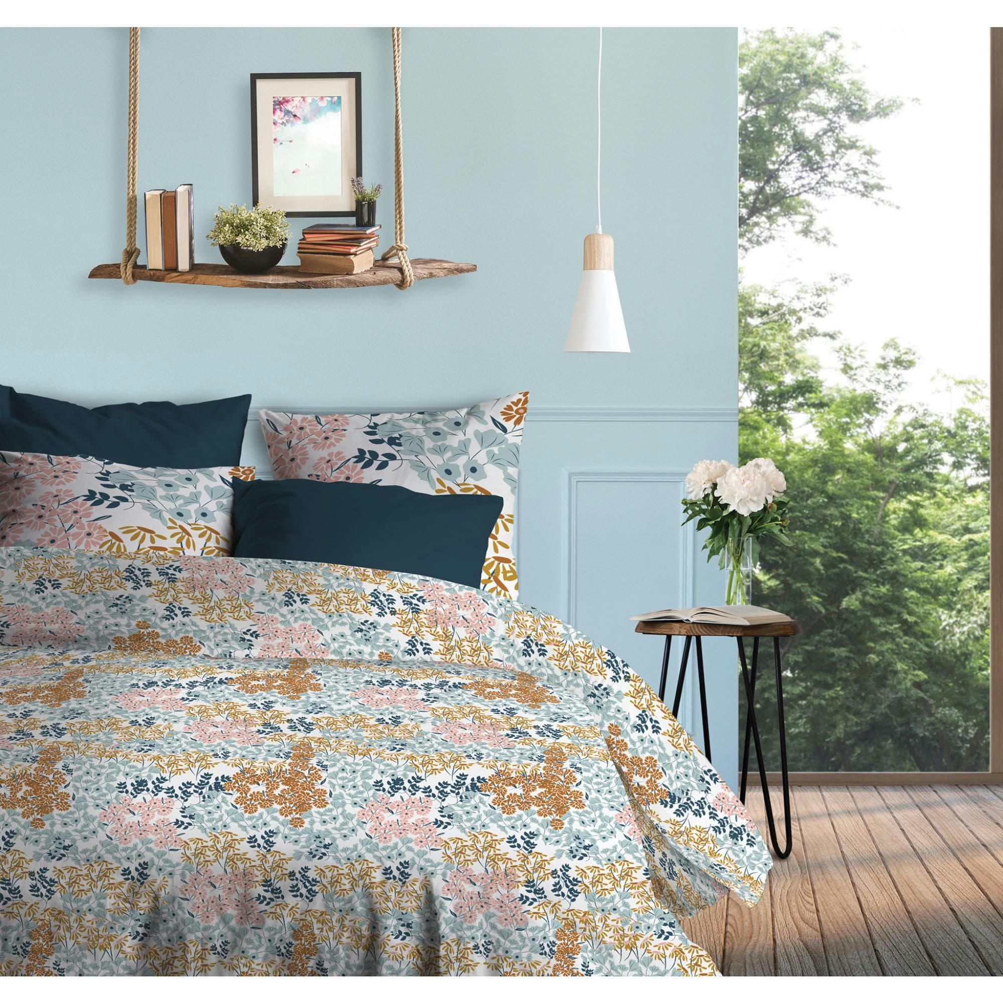 KAHANA - Parure de lit 2 personnes  avec housse de couette et taies d'oreiller