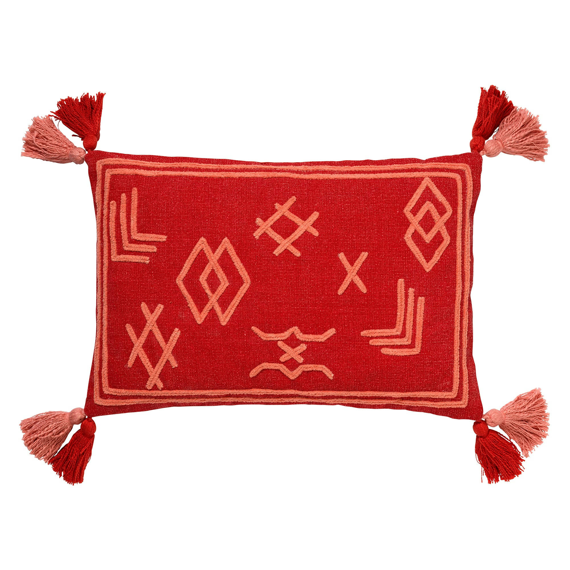 ZOLA - Housse de coussin rouge en coton-40x60 cm avec imprimé rétro