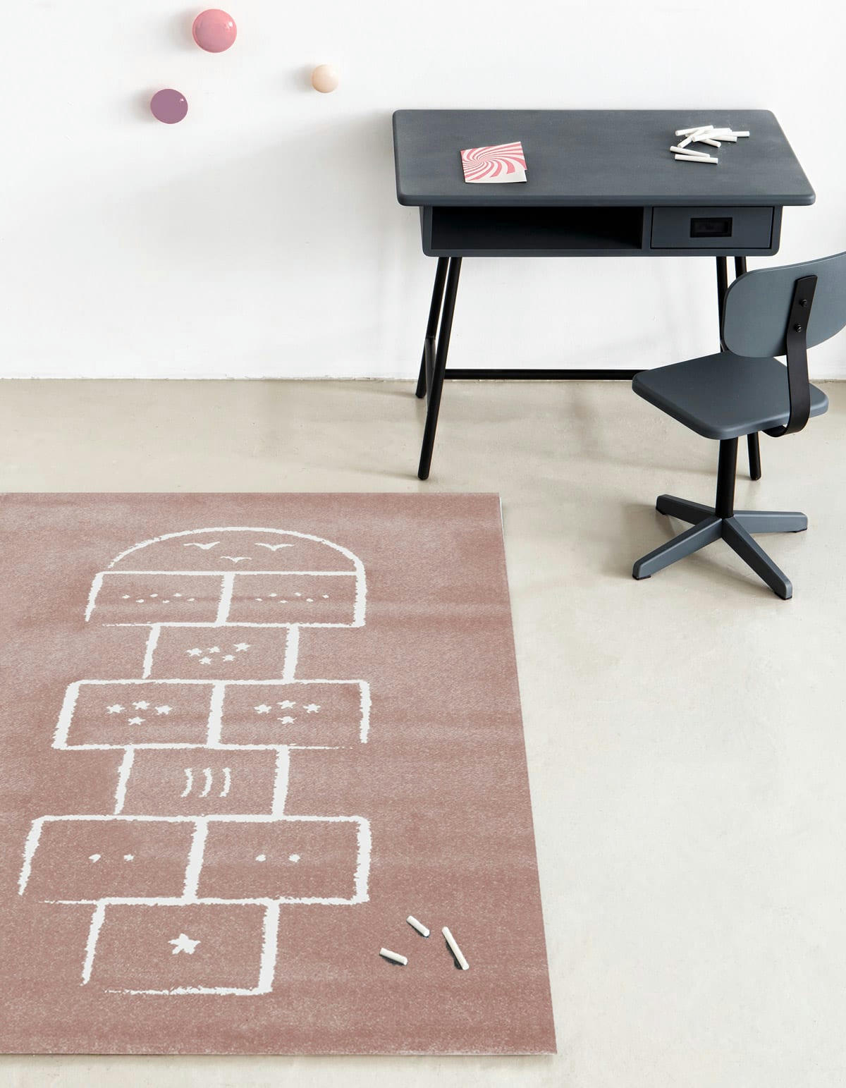 HOPSCOTCH - Tapis enfant jeu de marelle rose 80x150, OEKO-TEX®