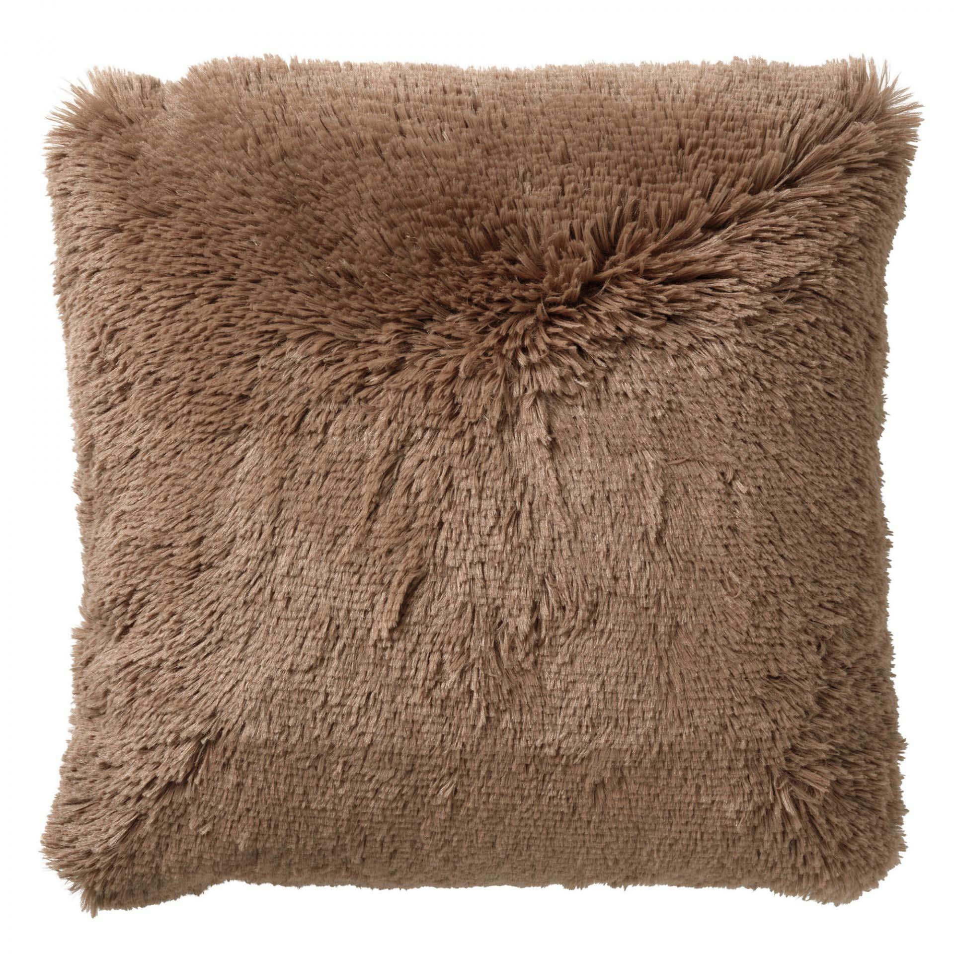 - Housse de coussin marron fausse fourrure-45x45 cm uni