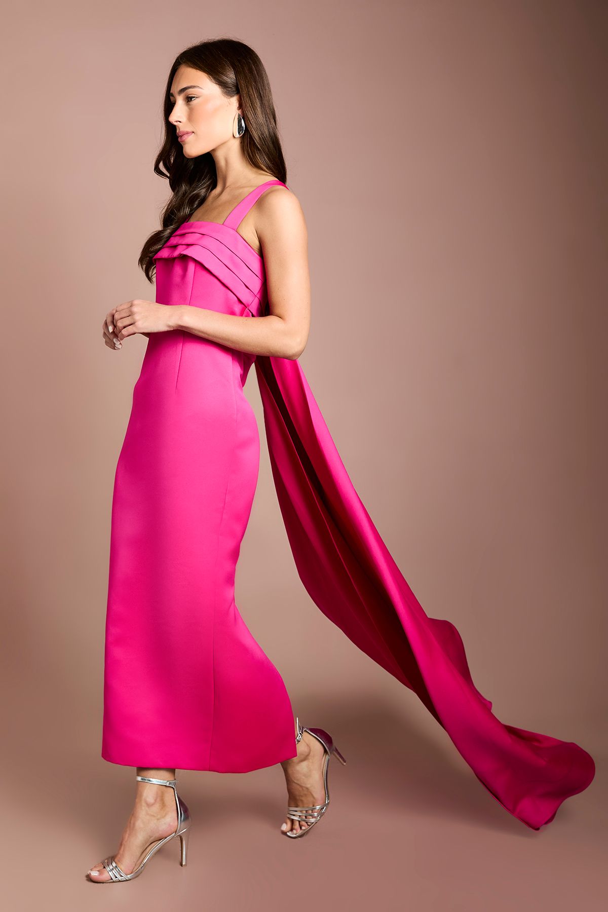 Coast Muse Satin Drape Detail Strappy Midi Dress