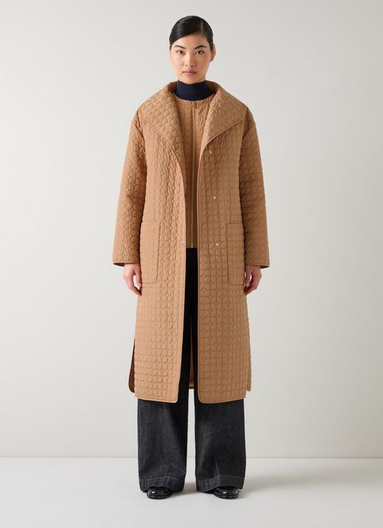 Callie CamelLongline Quilted Coat