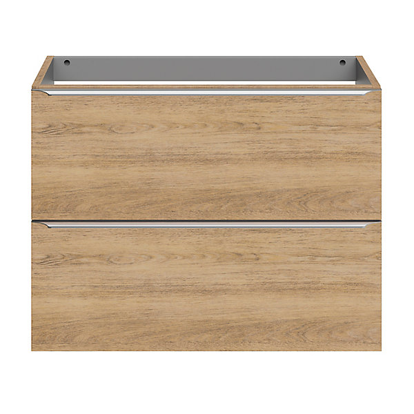 Meuble sous vasque suspendu faible profondeur effet chêne l.80 x H.60 x P.36 cm, GoodHome Imandra