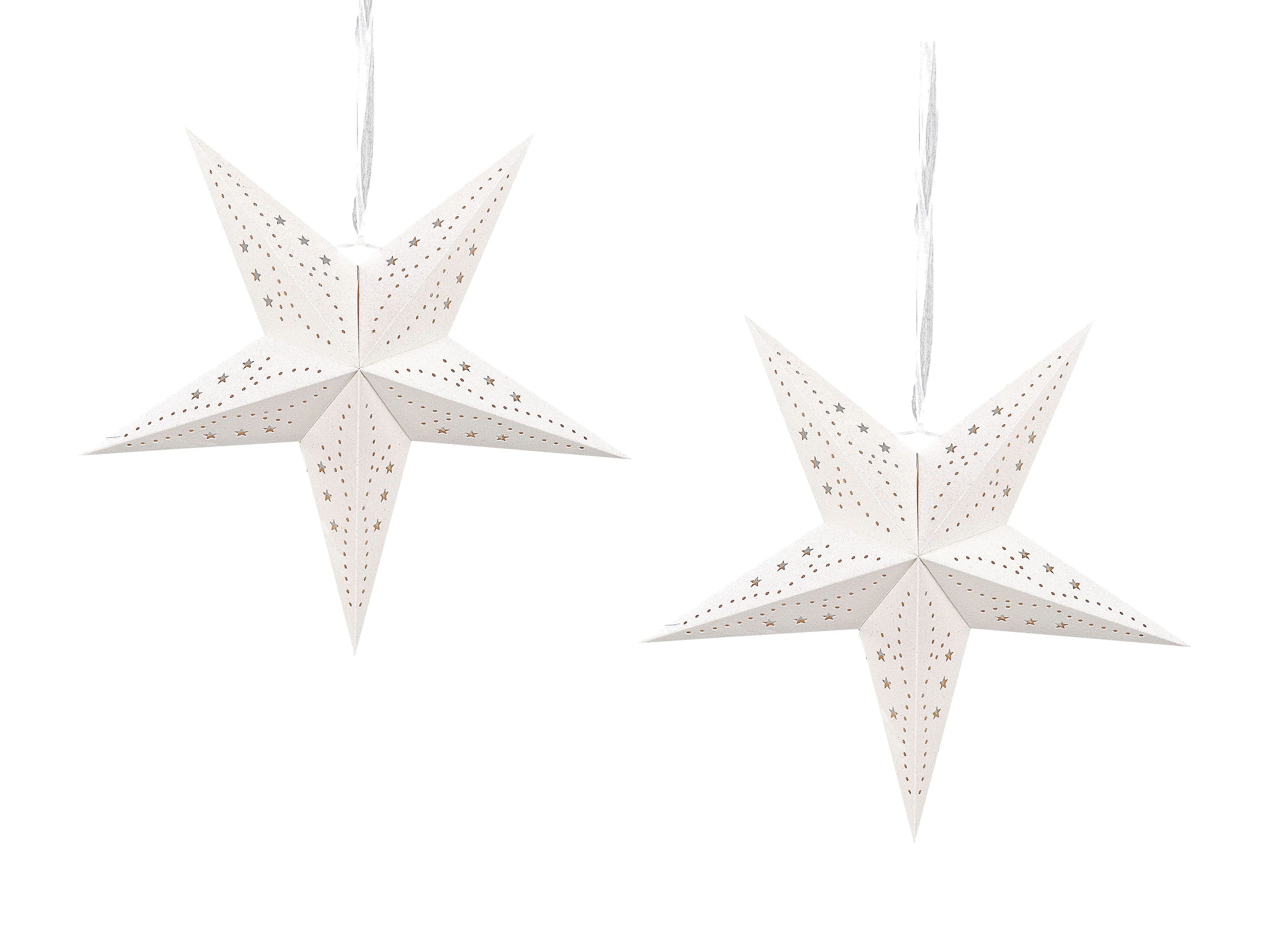 Set of 2 Hanging Decorations LED MOTTI Star 45 cm White