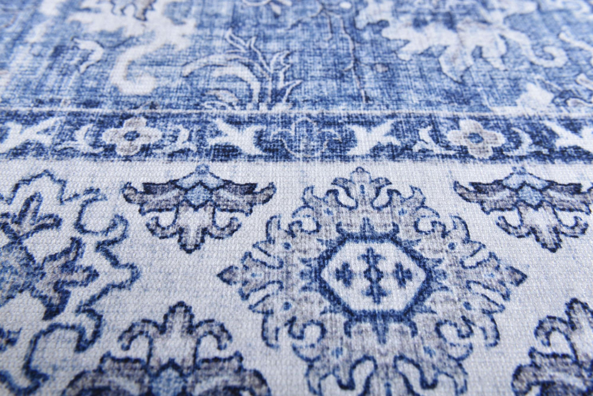 CECILIA - Tapis classique imprimé en polyester - Bleu 140x200 cm