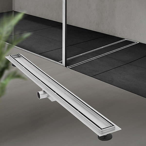 Caniveau de Douche 100cm 2en1 à Carreler, Argent, Acier Inoxydable