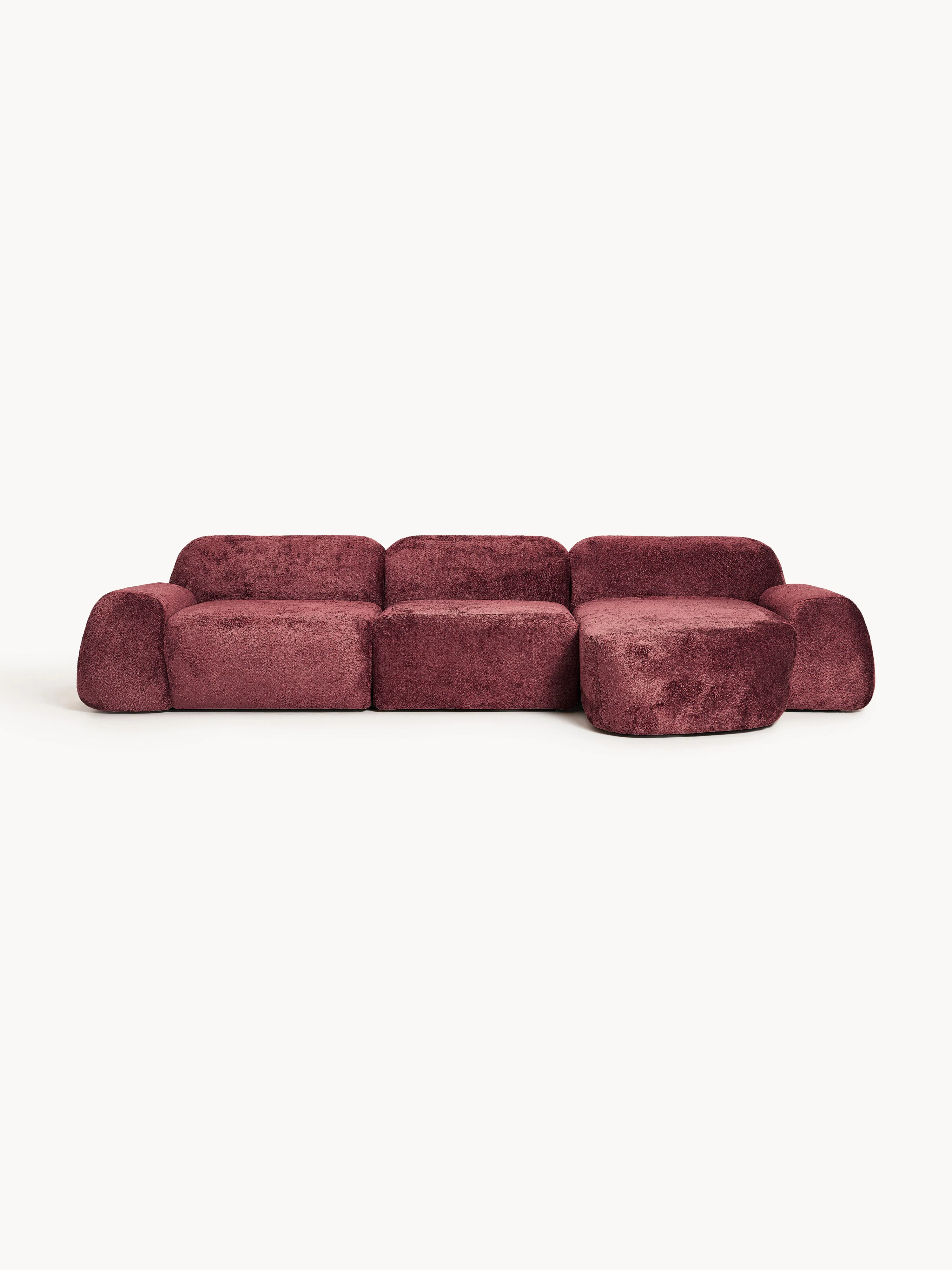 Modulares Ecksofa Wolke (4-Sitzer) aus Teddy-Bouclé