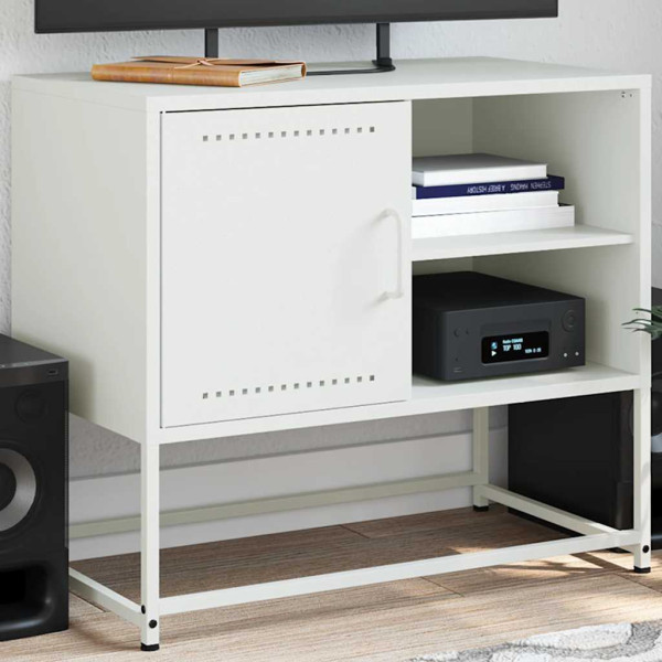 Szafka Pod Telewizor Biała Półka Szafka RTV Stalowa 68x39x60.5 cm