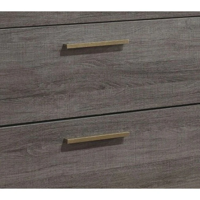 Contemporary 1pc Nightstand Two Tone Antique Bedroom Furniture Nightstand Center Metal Glides Bar Pulls