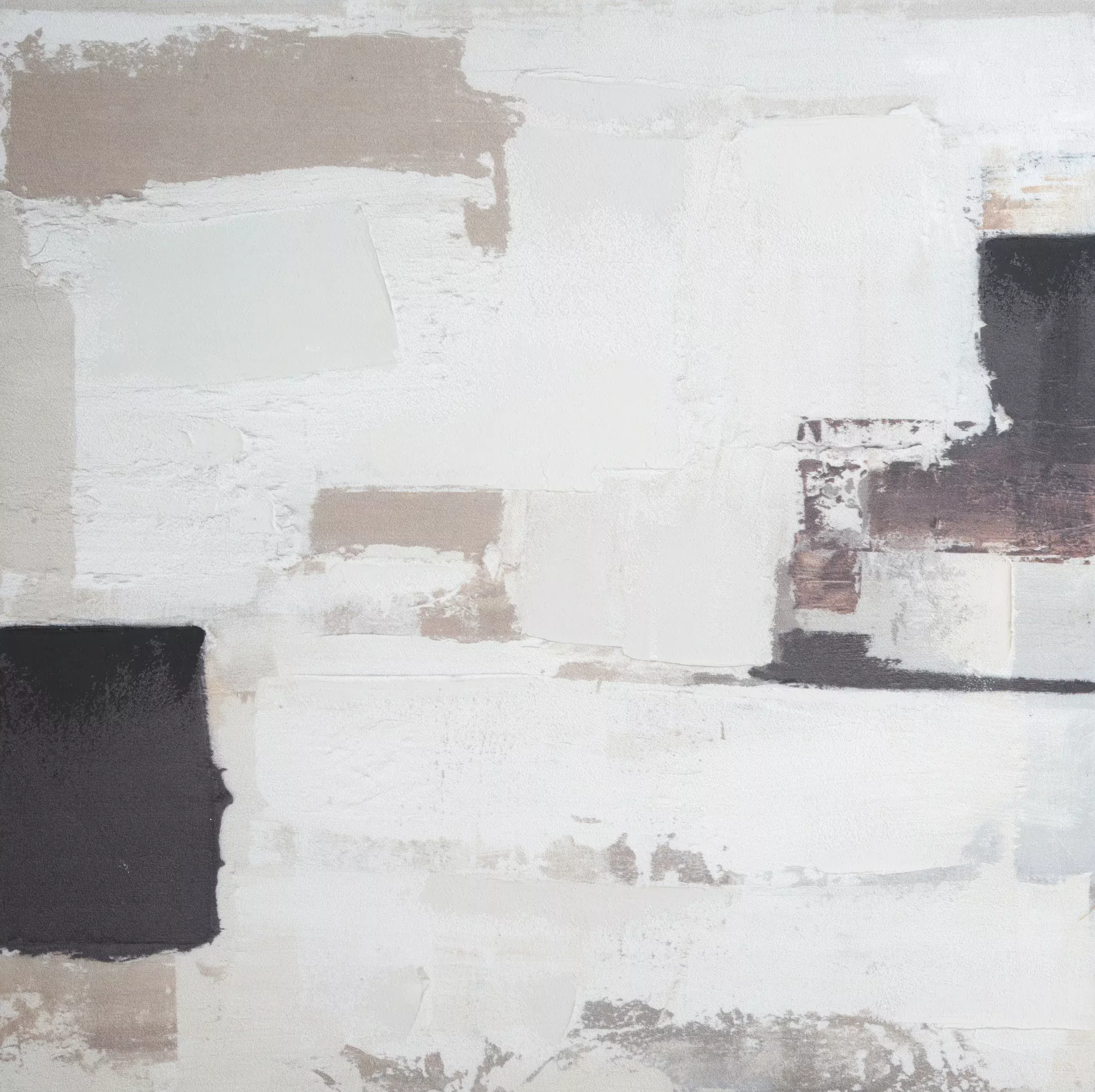 Obraz abstarkcja kremowo, beżowyręcznie malowany na płótnie 80x80 cm
